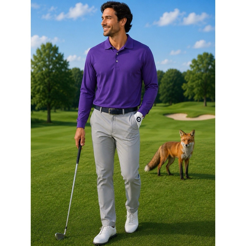 Peter Millar Polo Shirt Mens XLT Purple Long Sleeve Stretch